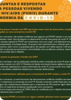 Perguntas e respostas para pessoas vivendo com HIV/AIDS (PVHIV) durante a pandemia da COVID-19